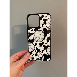 Volleyball Cow Print Phone Case Unisex iPhone 13 Pro Max Black White Sporty